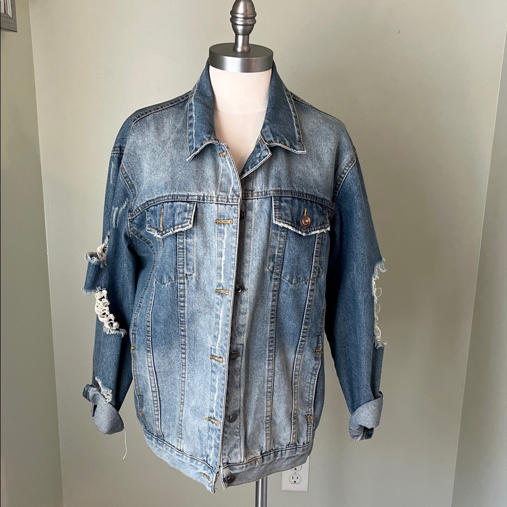 Stylish Distressed Blue Jean Jacket